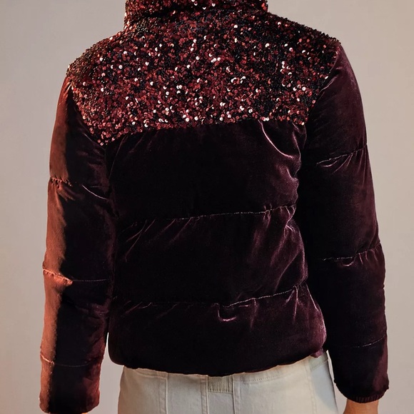 Anthropology-Vera Sequined Velvet Puffer Jacket - Picture 2 of 2